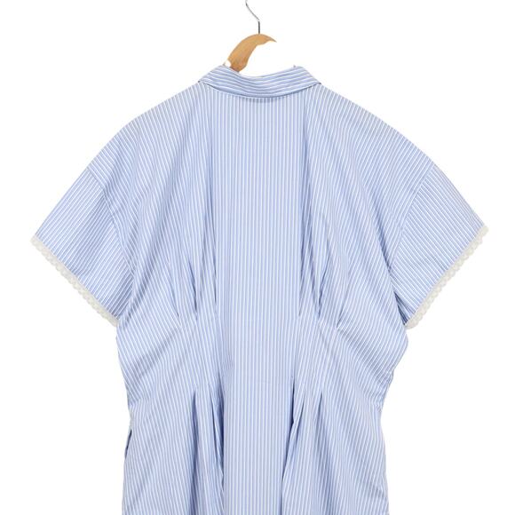 J. Crew Light Blue and White Striped Midi Shirt Dress - Picture 9 of 10